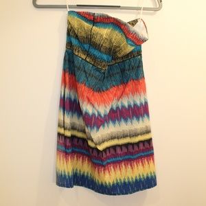 Multi Colored Fun Strapless Mini Dress